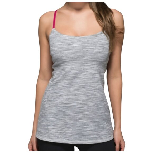 NWT Lululemon Warrior Strappy Back Tank Top Grey, White, Pink Luon Fabric Size 4 - Picture 2 of 11